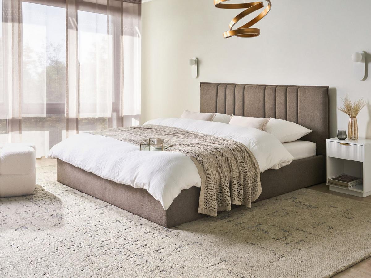 BETT mit Stauraum 180/200 cm Taupe Tarascon - Taupe, Textil (180/200cm) - Beliani