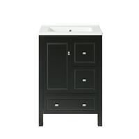 WASCHTISCH Freistehend mit Keramikbecken & 3 Schubladen 62cm - Schwarz, Holzwerkstoff (62/90/47cm) - Urban Meuble