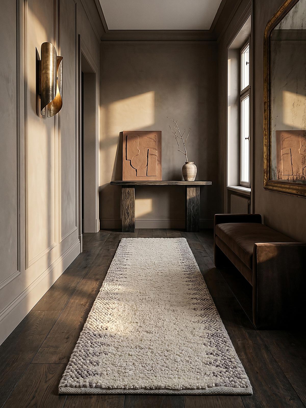 WOLLTEPPICH handgewebt MEDWAY, mit Bordüre, Beige, 60 x 230 cm - Beige, Textil (230/60cm) - KADIMA DESIGN