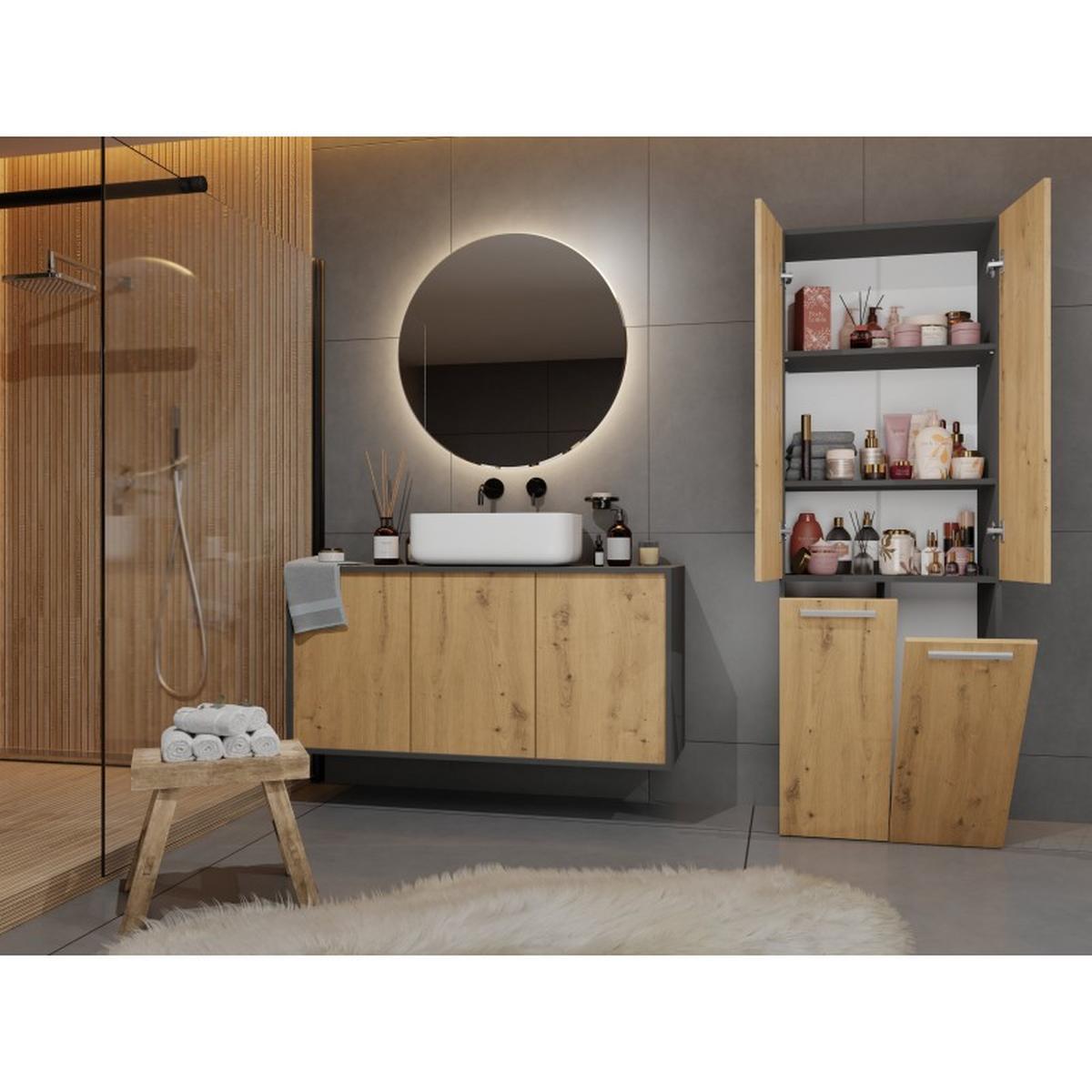 BADEZIMMERSCHRANK Anthrazit, Artisan 60/174/30 - Anthrazit, Holzwerkstoff (60/174/30cm) - RAUMHIRSCH FURNITURE