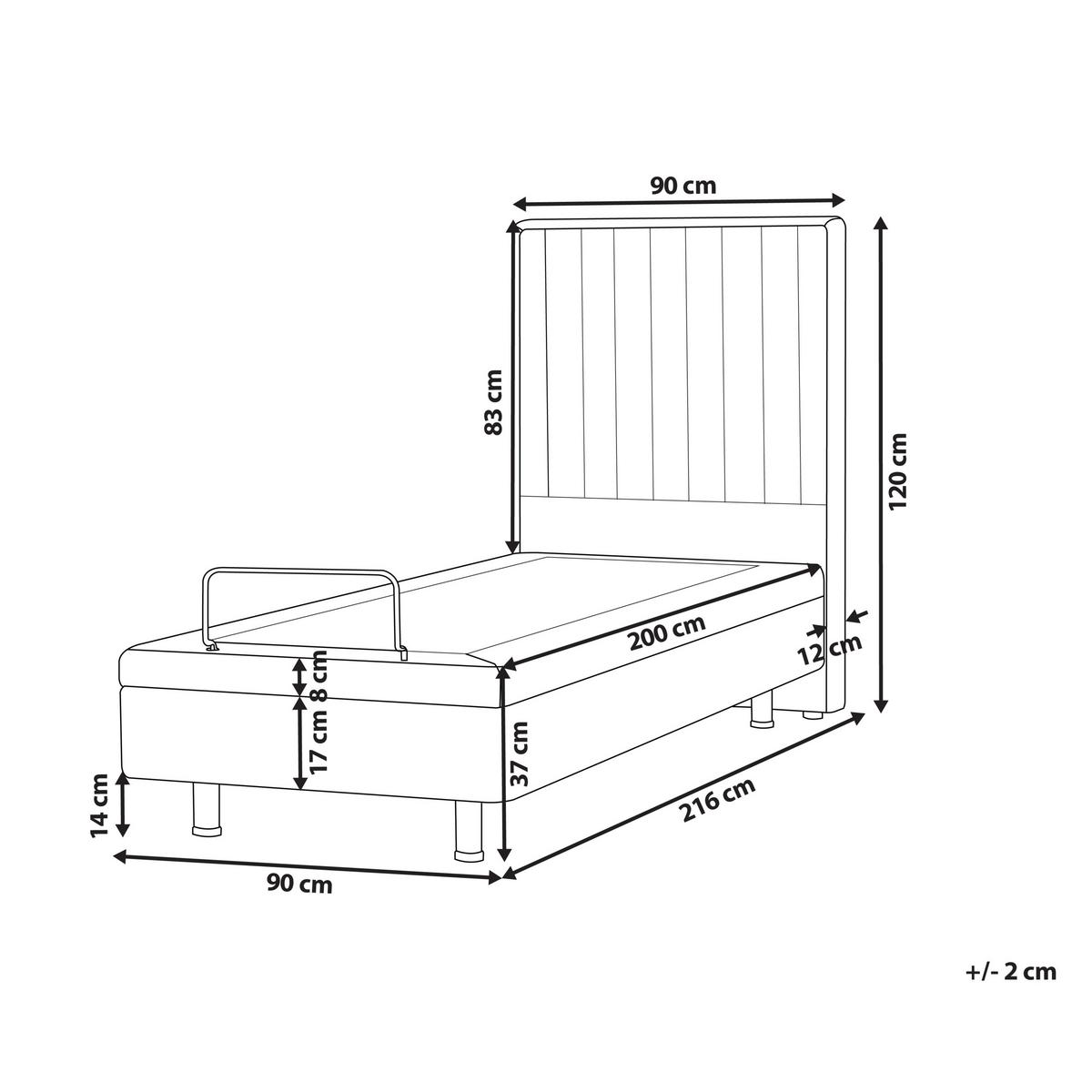 BETT 90/200 cm Cremeweiß Duke II - Schwarz/Weiß, Textil (90/200cm) - Beliani