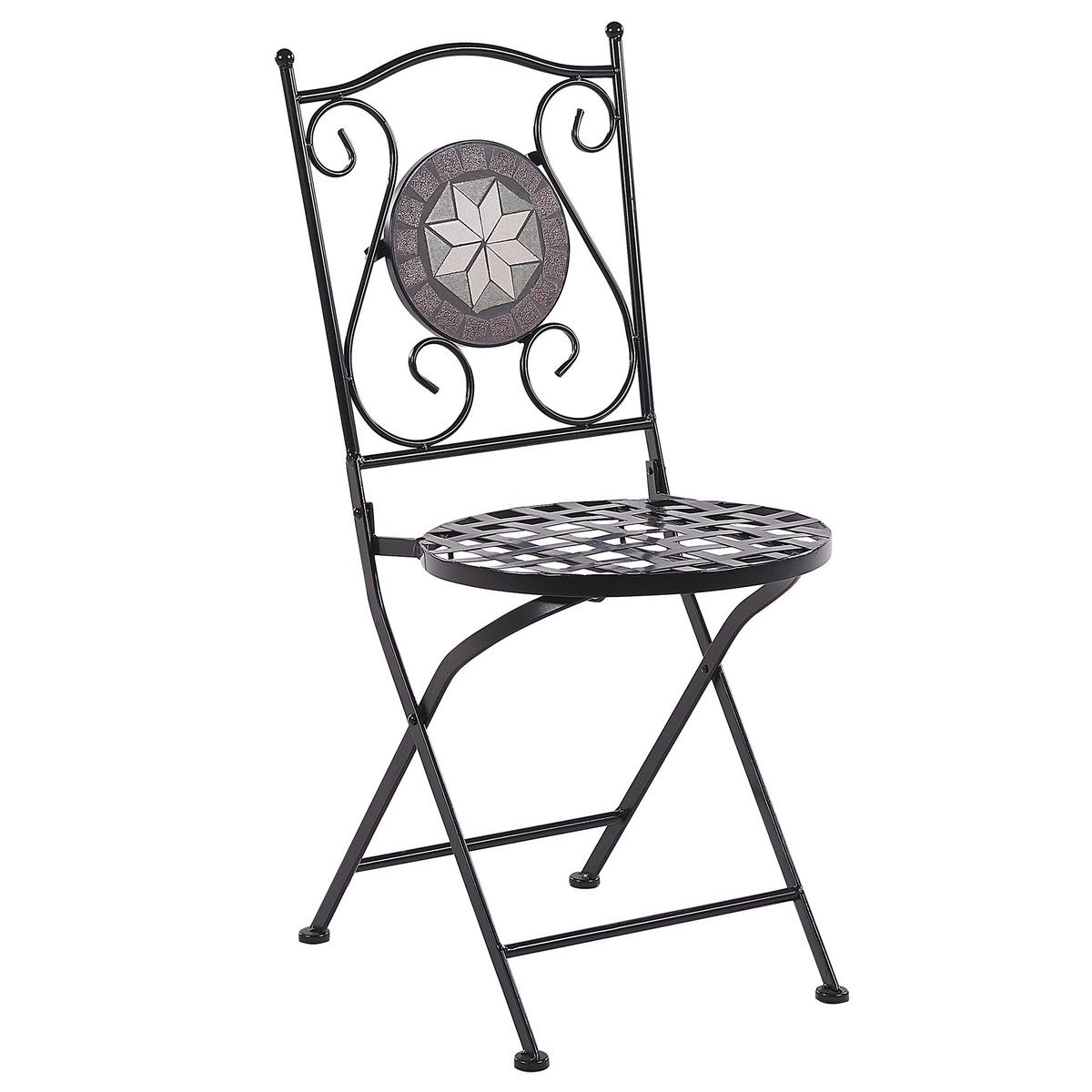 BALKONSET 2-Sitzer Eisen schwarz Mosaik zusammenklappbar Cariati - Schwarz, Metall - Beliani
