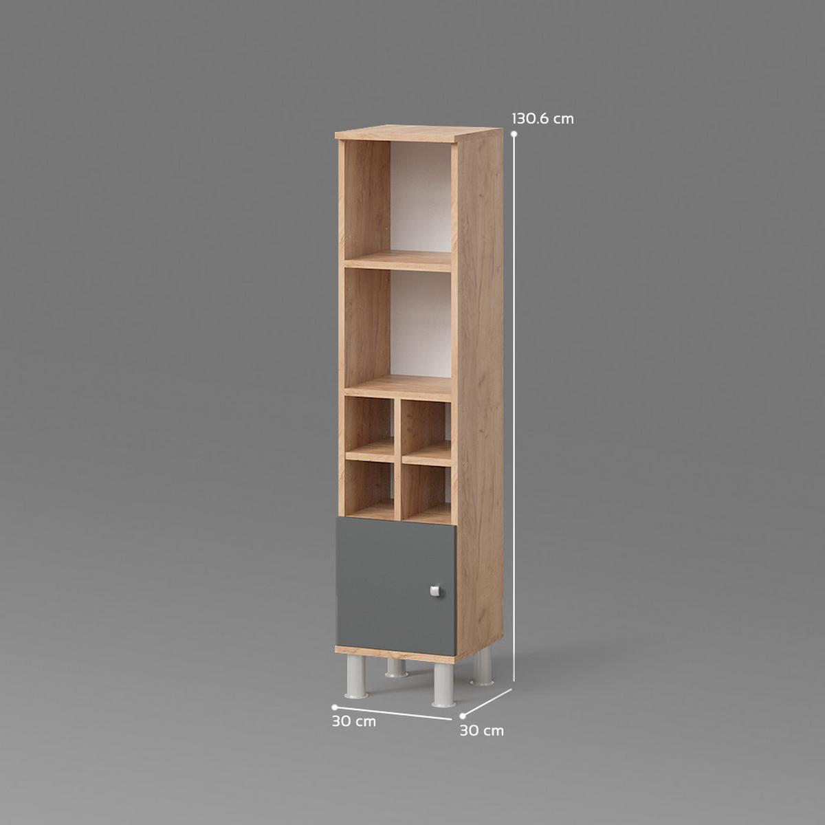 MIDISCHRANK Fucino Anthrazit 30 x 130.6 cm kleine Tür - Anthrazit, Holzwerkstoff (30/130.6/30cm) - Livinity®