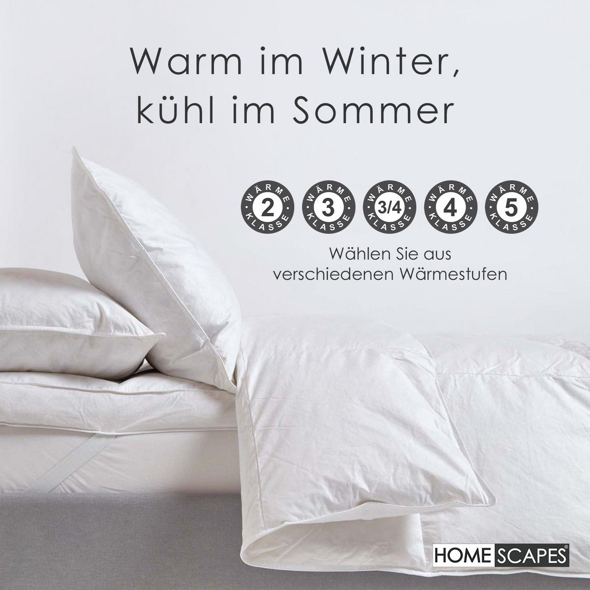 WINTERDECKE 135/200 cm, Gänsefedern & Daunen - Weiß, Textil (135/200cm) - Homescapes