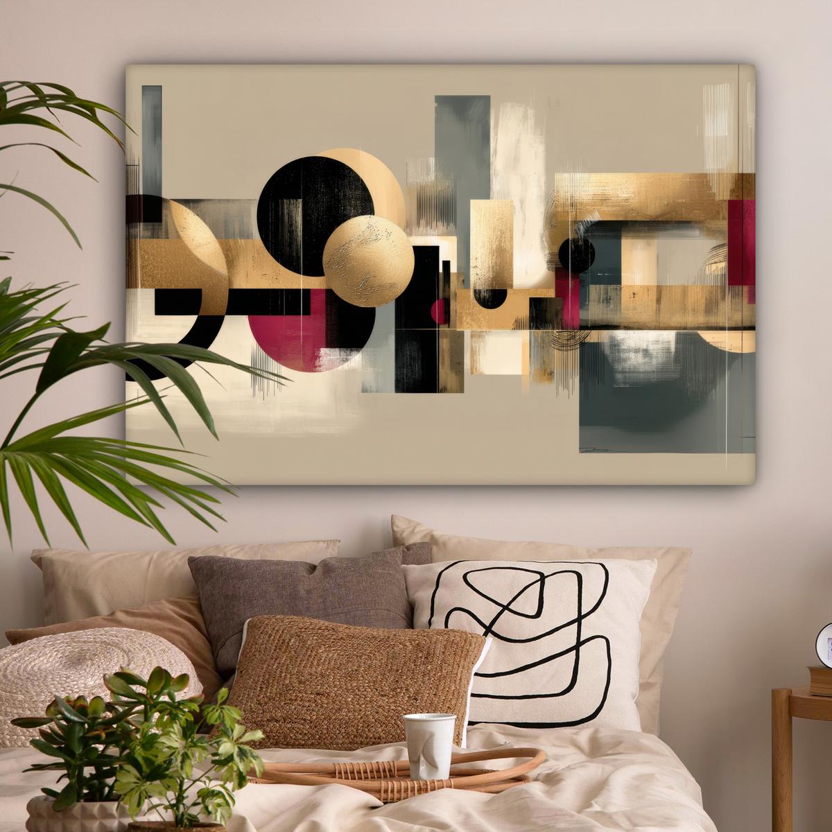 LEINWANDBILD Abstrakt - Formen - Beige - Texturen Groß 140x90 cm - Beige, Textil (140/90cm) - MuchoWow