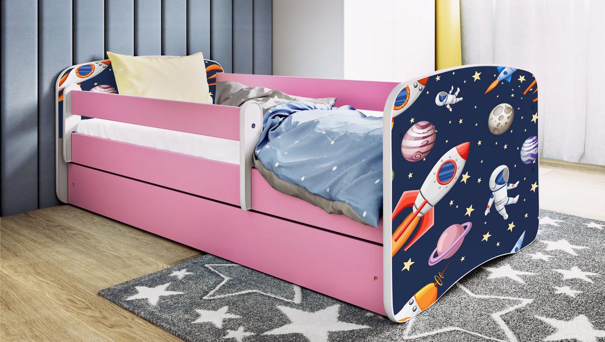KINDERBETT Kosmos mit Schublade 140/70 80/61/144 - Rosa, Holzwerkstoff (70/140cm) - RAUMHIRSCH FURNITURE