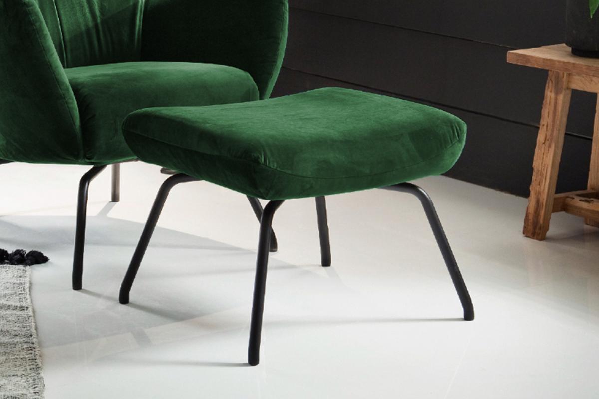HOCKER LOTTE Smaragdgrün Velvet - Smaragdgrün, Textil/Metall (57/44/52cm) - KAWOLA