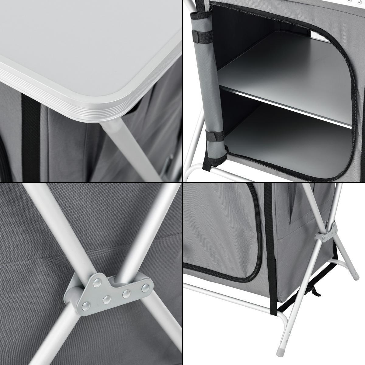 CAMPINGSCHRANK Tullinge - Grau, Textil/Metall (45/60/64cm) - [en.casa]