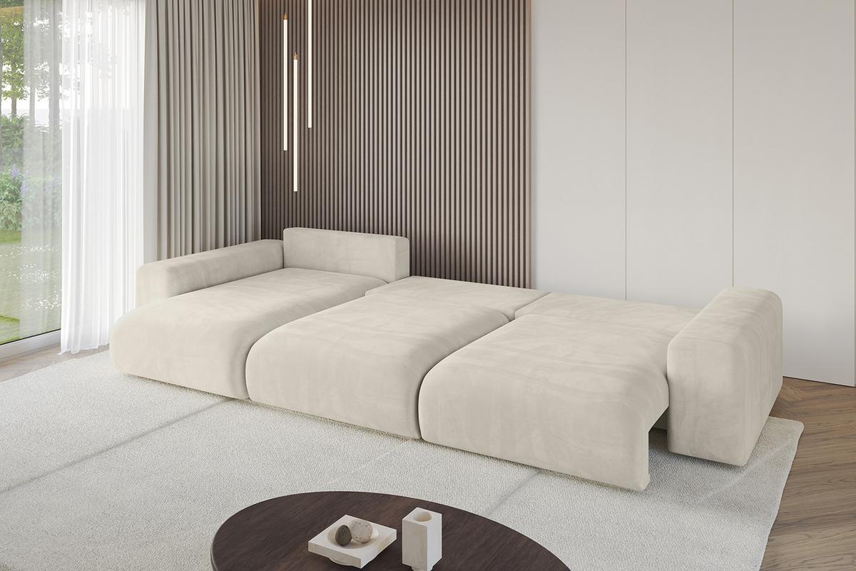ECKSOFA Ottomane links ESKAR-L2 364x176x72 Cappuccino Velours - Schwarz/Cappuccino, Holzwerkstoff/Kunststoff (364/176cm) - ALTDECOR