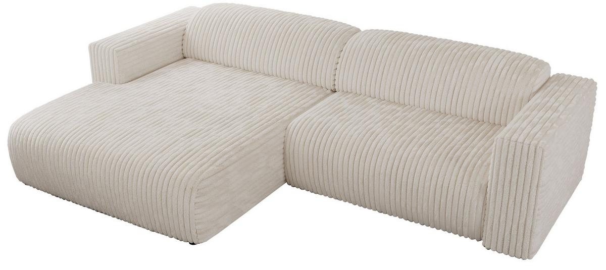 OFERTA WYCOFANA ECKSOFA PASADENA Beige Cord Links Seite - Beige/Schwarz, Kunststoff/Textil (180/288cm) - MKS