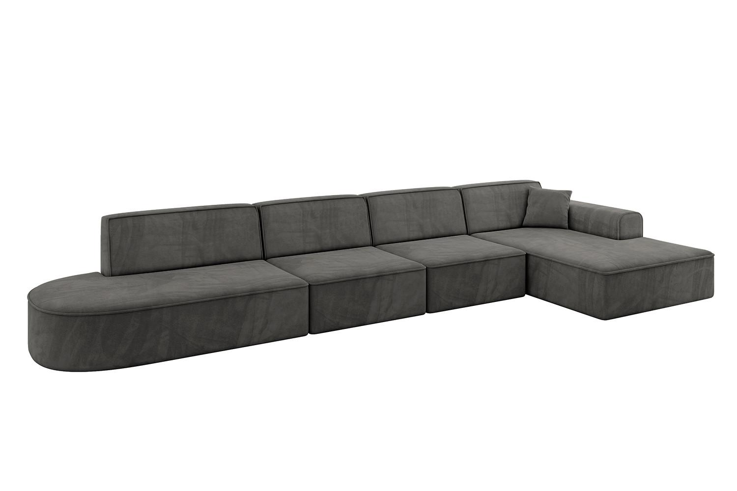 ECKSOFA Ottomane Rechts IREA-L3-v3 - 412x165x77 cm Ecru - Anthrazit, Holzwerkstoff/Textil (412/165cm) - ALTDECOR