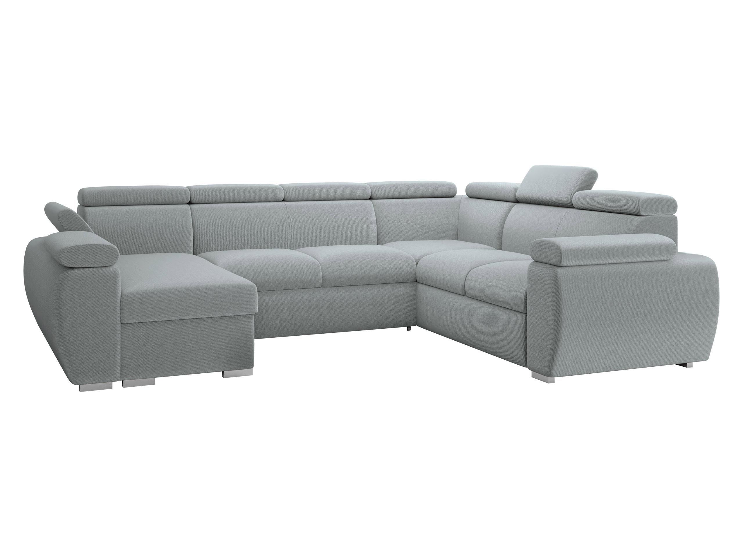 WOHNLANDSCHAFT Boston U, Seite: Links - LC+2P+R+2R - Chromfarben/Blaugrau, Holz/Textil (325/98/260cm) - MIRJAN24