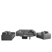 SOFASET Celes Premium 3-2-1 In Ascot - Graphitfarben, Holzwerkstoff/Textil (225/73/88cm) - Fun Möbel