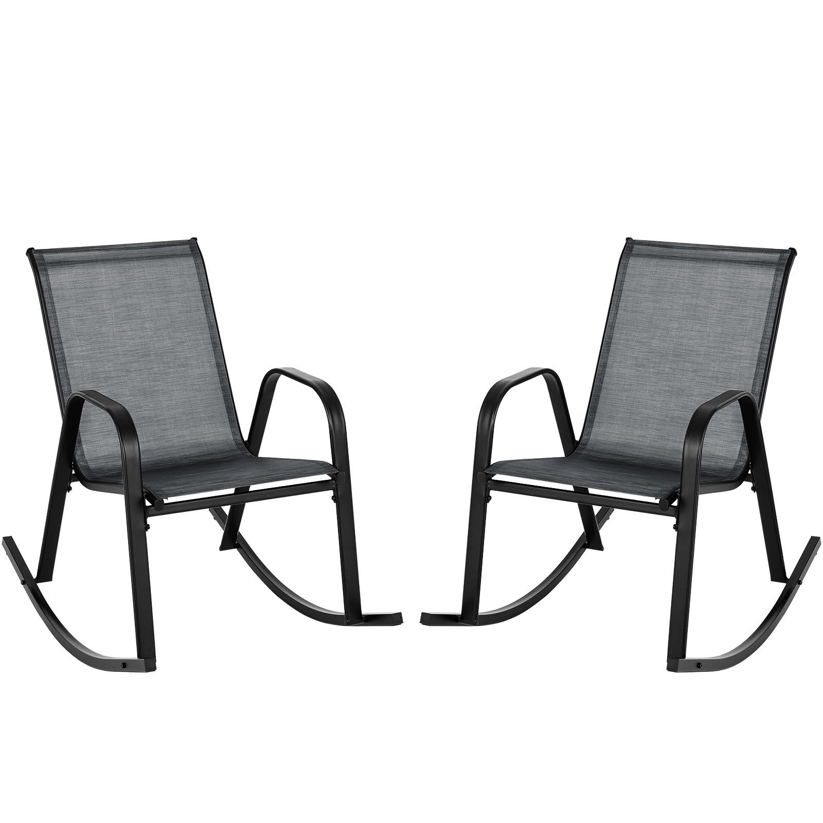 SCHAUKELSTUHL Schwarz(2er-Set) - Schwarz, Metall (91/86/62cm) - COSTWAY