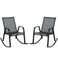SCHAUKELSTUHL Schwarz(2er-Set) - Schwarz, Metall (91/86/62cm) - COSTWAY