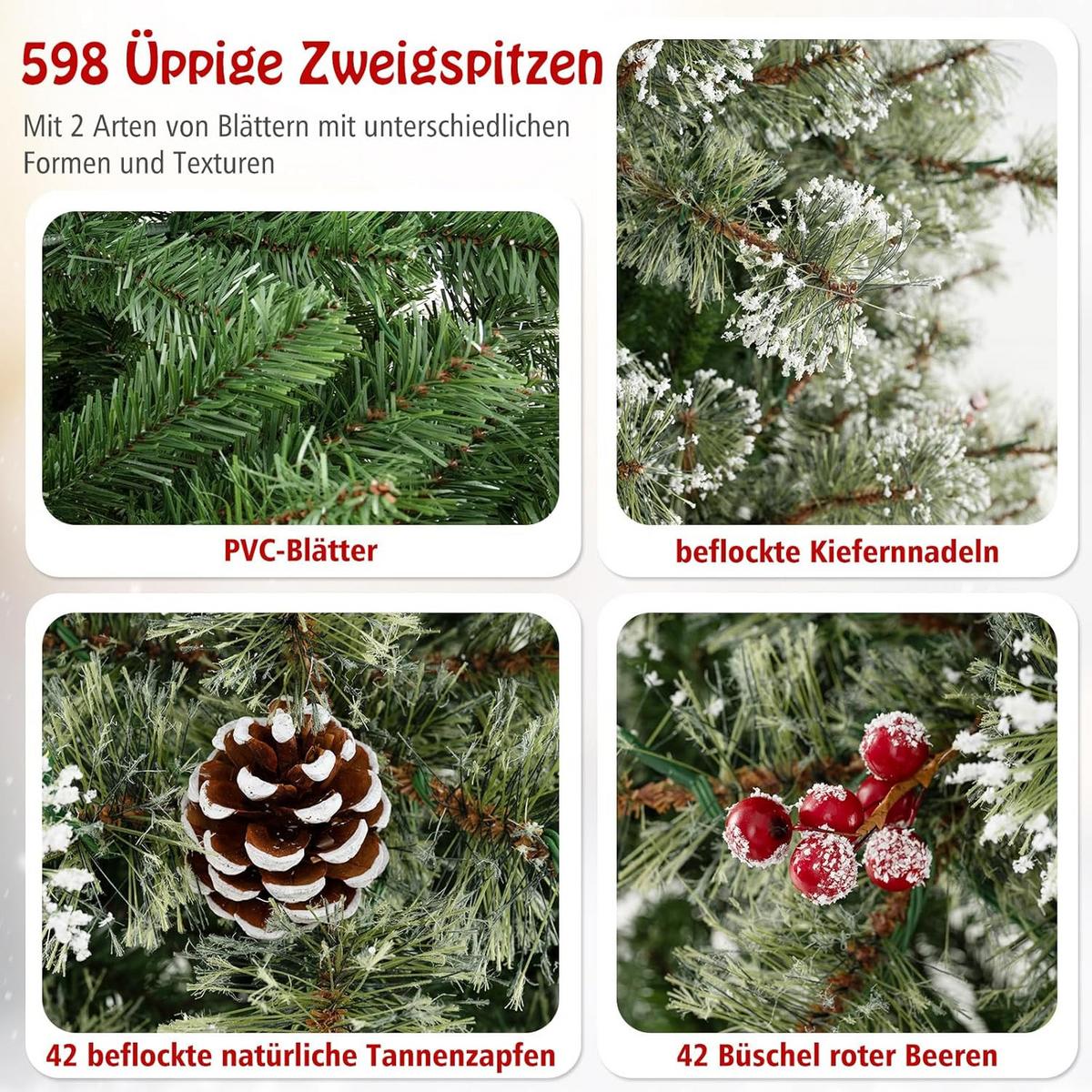 WEIHNACHTSBAUM Grün - Grün, Kunststoff (180cm) - COSTWAY