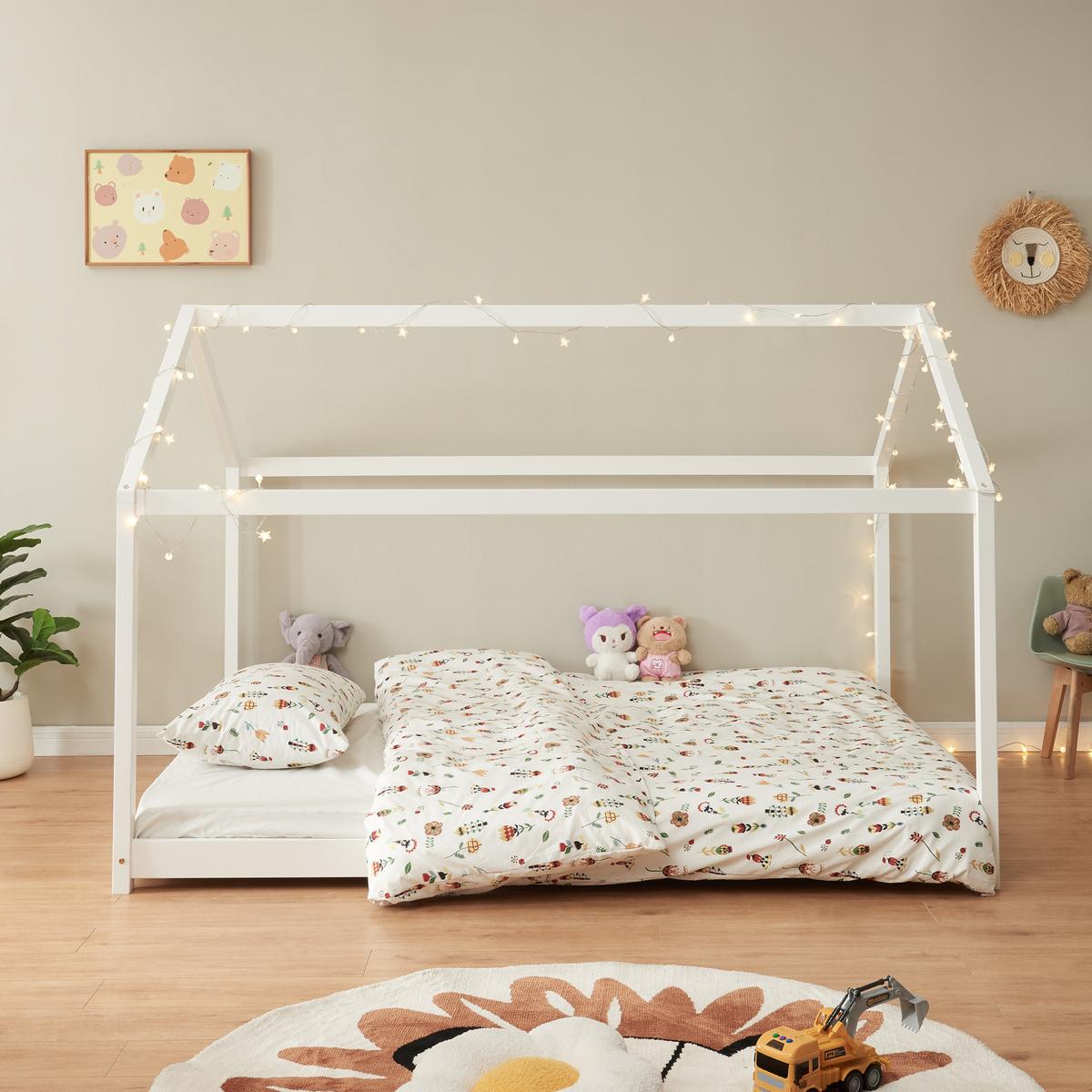 HAUSBETT Cerro - Weiß, Holz (120/200cm) - [en.casa]