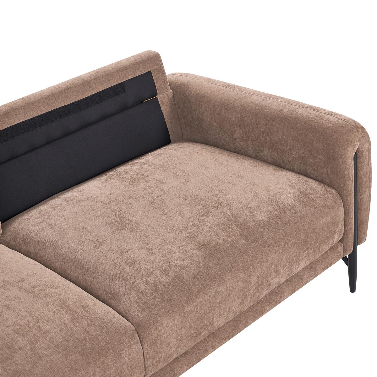 3-SITZER-SOFA Chenillegewebe Braun Skaro - Schwarz/Braun, Textil (214/87/89cm) - Beliani