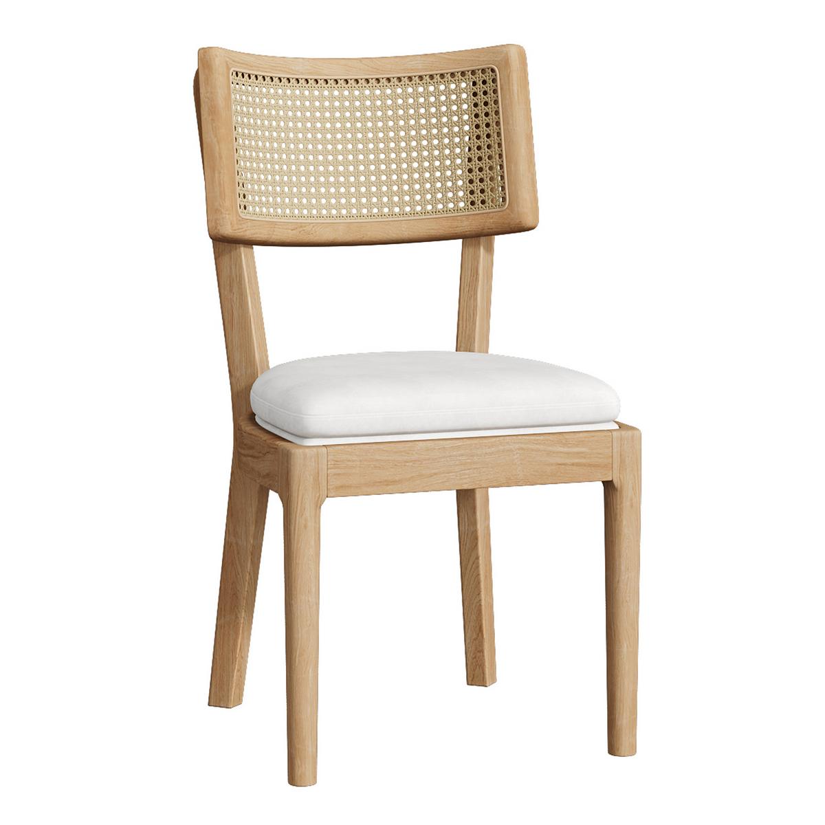 ESSZIMMERSTÜHLE 2er-Set aus Massivholz & Rattan Leinen-Polster in Naturfarben - Naturfarben, Holzwerkstoff (50/88/58cm) - Urban Meuble