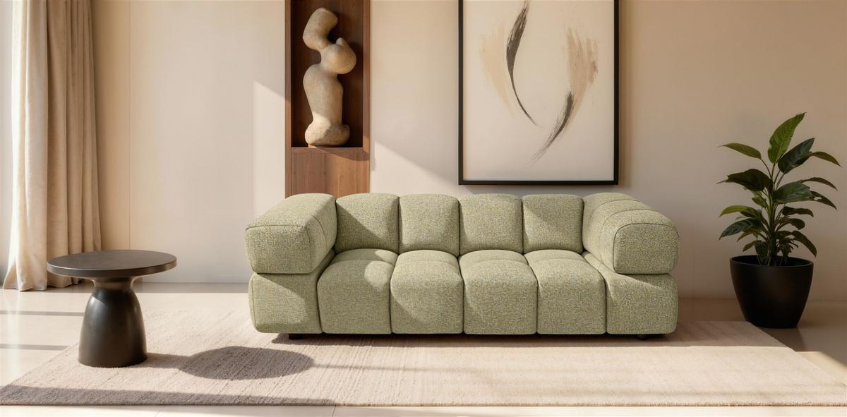 SOFA 3-sitzer Blanche In Puente - Sandfarben, Holzwerkstoff/Textil (240/70/96cm) - Fun Möbel