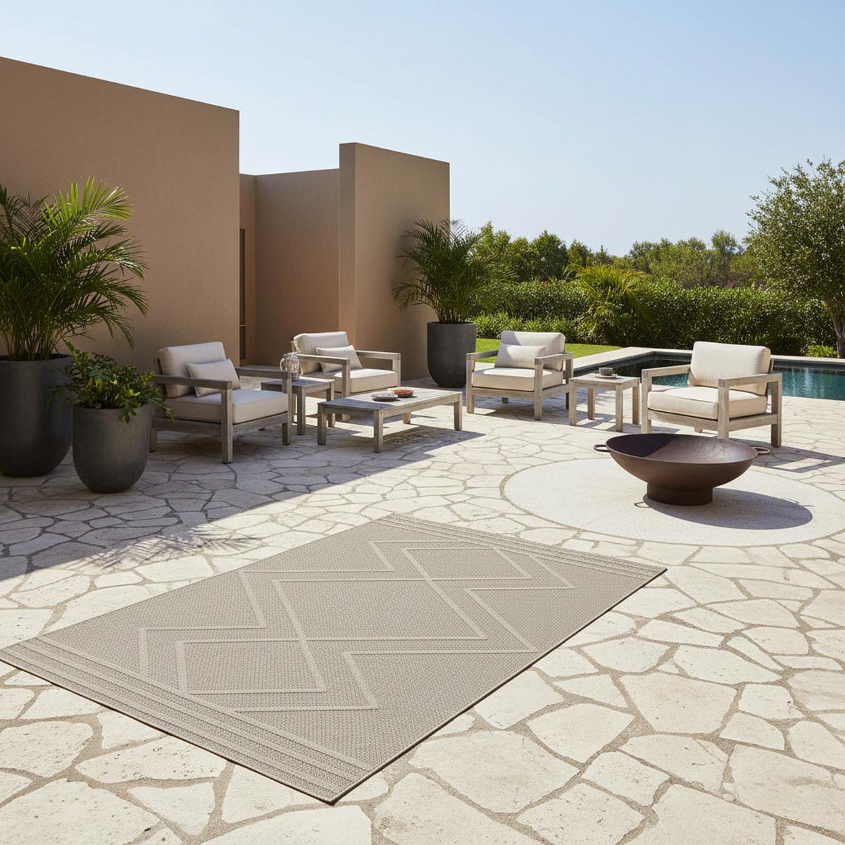 TEPPICH Outdoor IMST in Beige, im Boho-Stil, aus Polypropylen, 80 x 150 cm - Beige, Textil (150/80cm) - KADIMA DESIGN