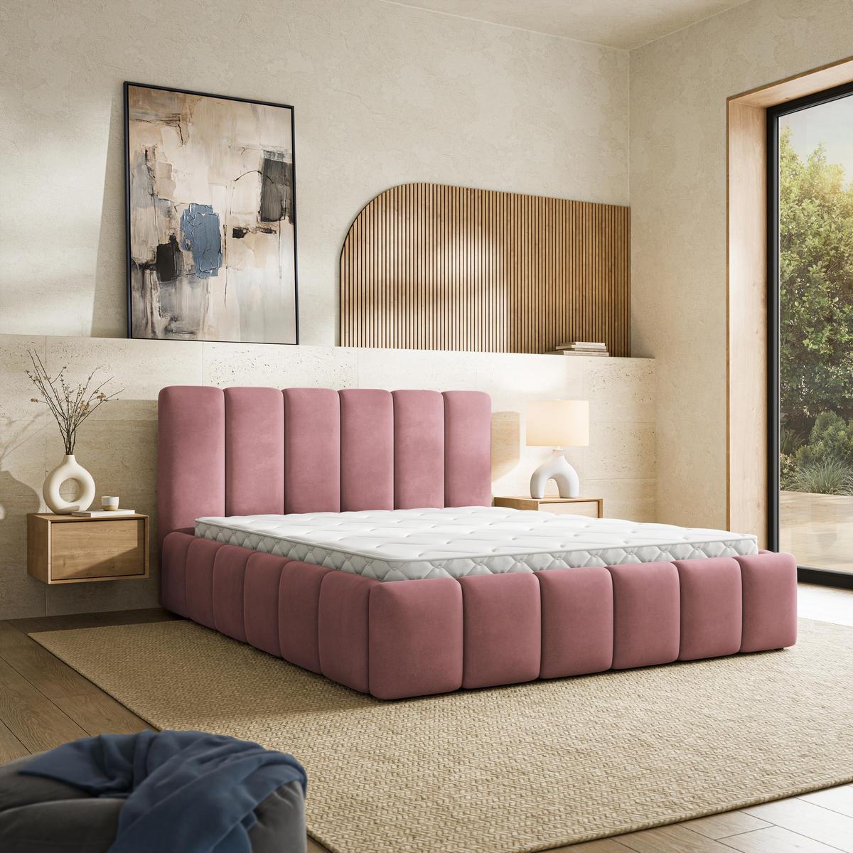 POLSTERBETT RANIS 140x200 cm mit Bettkästen - Rosa - Rosa, Holz/Textil (140/200cm) - MASSENO