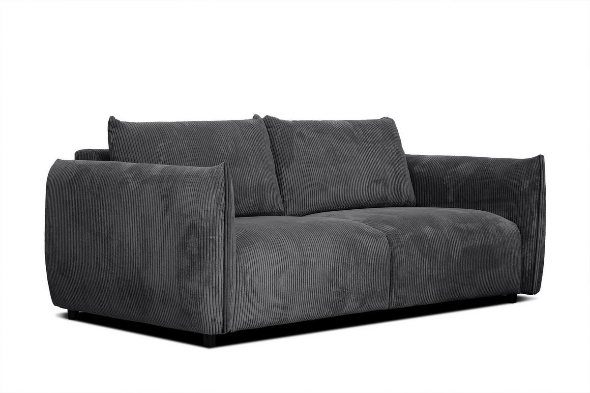 SOFA TAUER 3-Sitzer, dunkelgrau - Dunkelgrau/Schwarz, Holzwerkstoff/Kunststoff (112/84/206cm) - Wozimo