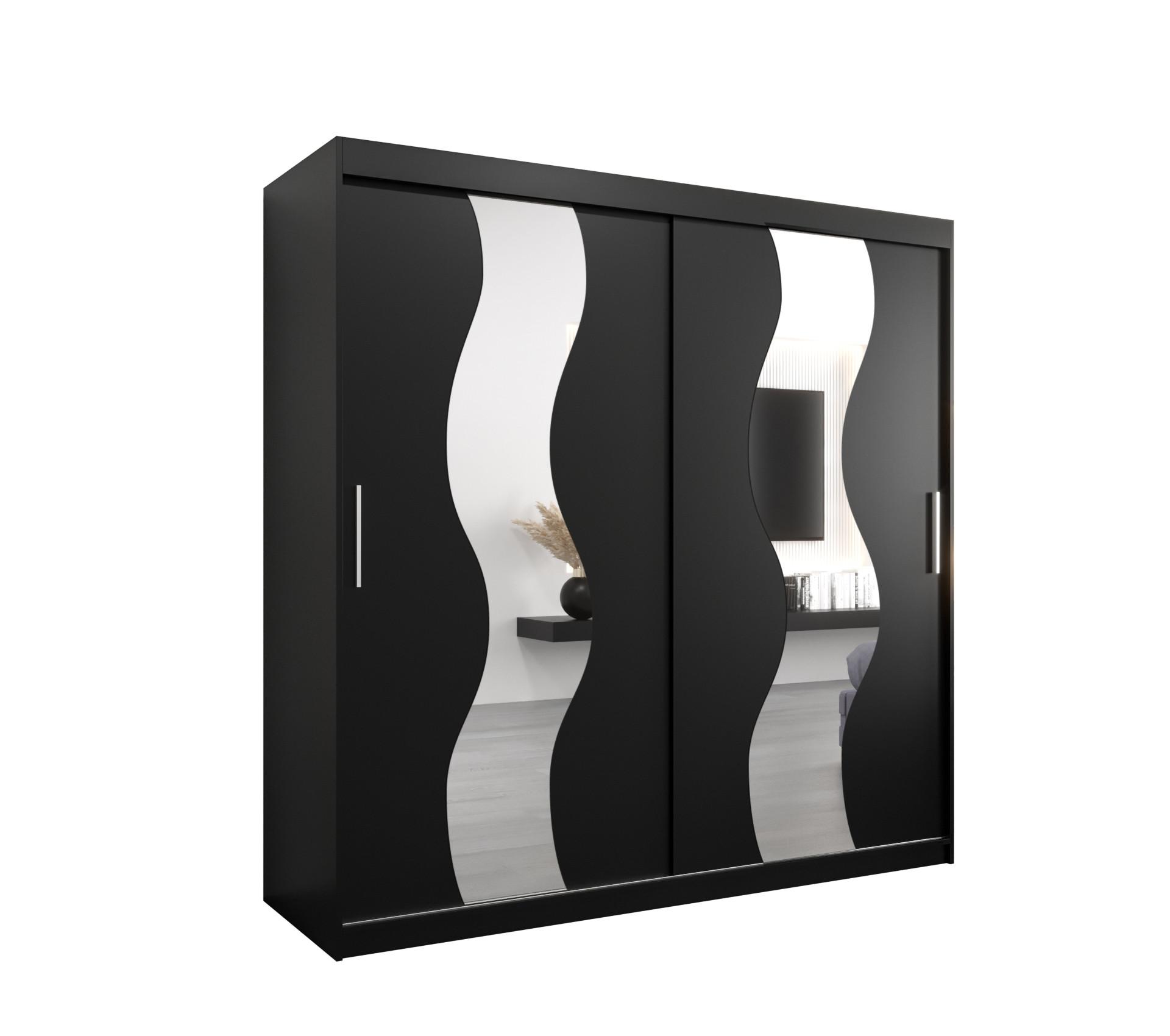 SCHWEBETÜRENSCHRANK 200/200/62 2-türig - Silberfarben/Schwarz, Holz/Kunststoff (200/200/62cm) - MÖBEL KRYSPOL