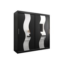 SCHWEBETÜRENSCHRANK 200/200/62 2-türig - Silberfarben/Schwarz, Holz/Kunststoff (200/200/62cm) - MÖBEL KRYSPOL