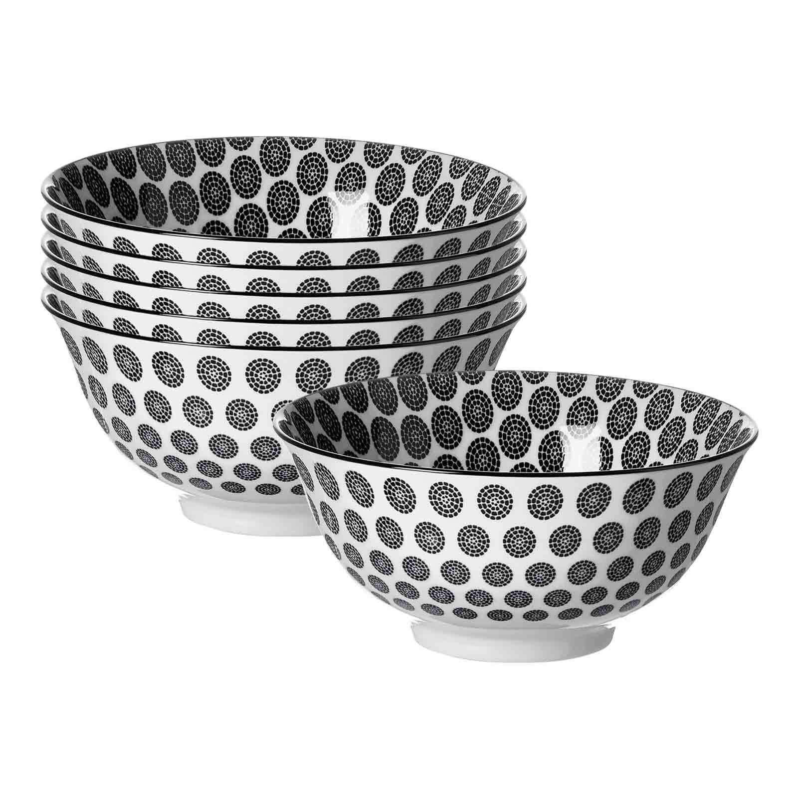 MÜSLISCHALEN Takeo Circles schwarz-weiß ø 15,5 cm 6er Set - Schwarz/Weiß, Keramik (15.5cm) - Ritzenhoff Breker
