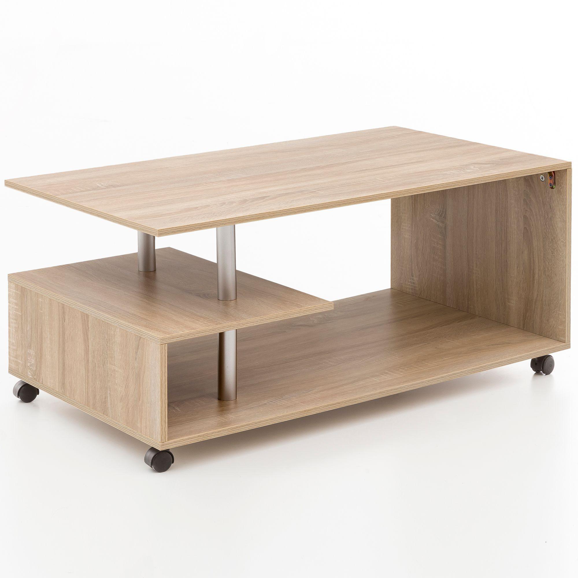 COUCHTISCH Eleganza in Grau, Melaminharzbeschichtung, mit geräumigen Ablageflächen - Beige/Schwarz, Holz (60/105/48cm) - KADIMA DESIGN