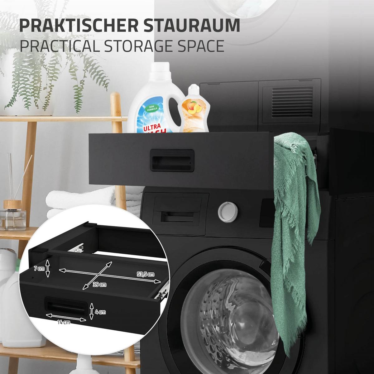 VERBINDUNGSRAHMEN mit ausziehbarer Schublade 60x55 cm Schwarz aus Stahl - Schwarz, Metall (54/15/60.5cm) - ML-DESIGN