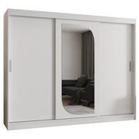 SCHIEBETÜRENSCHRANK mit Spiegel LUCY 200/250/62 3-türig - Silberfarben/Weiß, Holz (250/200/62cm) - MÖBEL KRYSPOL