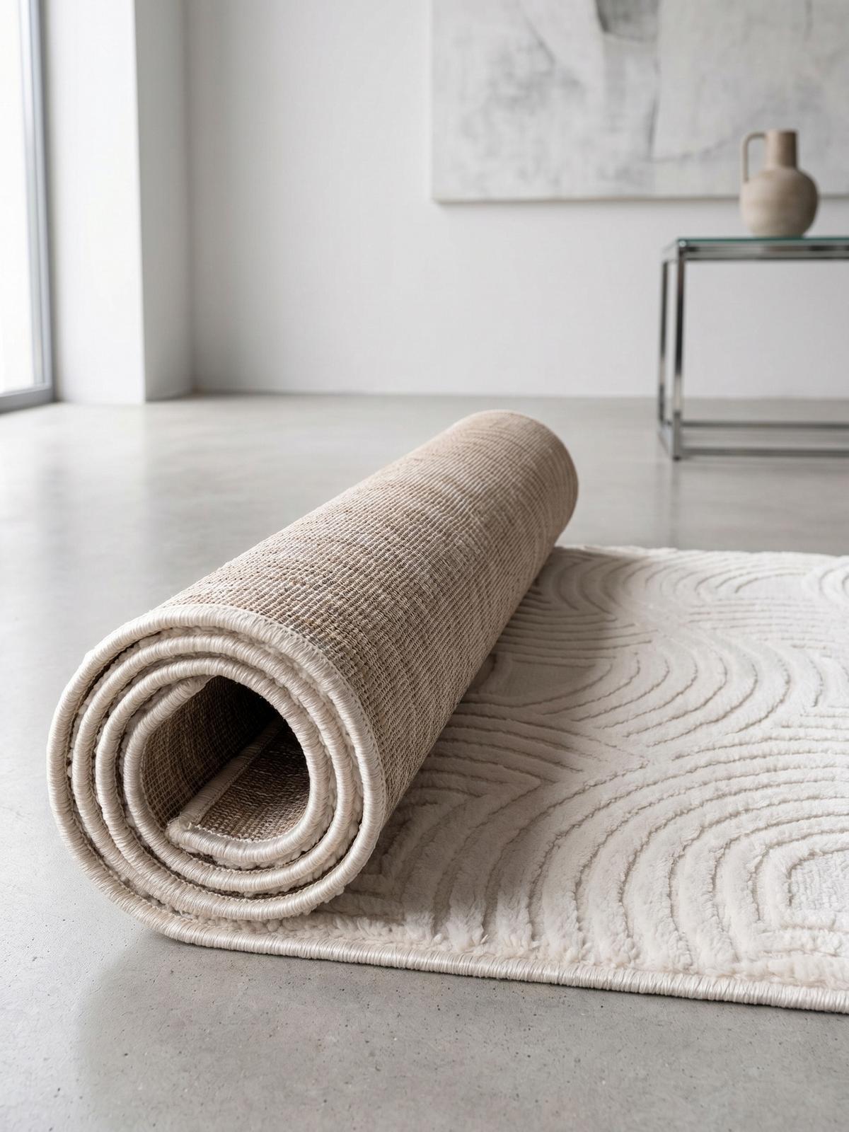 TEPPICH Kurzflor ILLER in Creme, mit 3D-Design, Florhöhe 12 mm, 80 x 250 cm - Beige, Textil (80/250cm) - KADIMA DESIGN