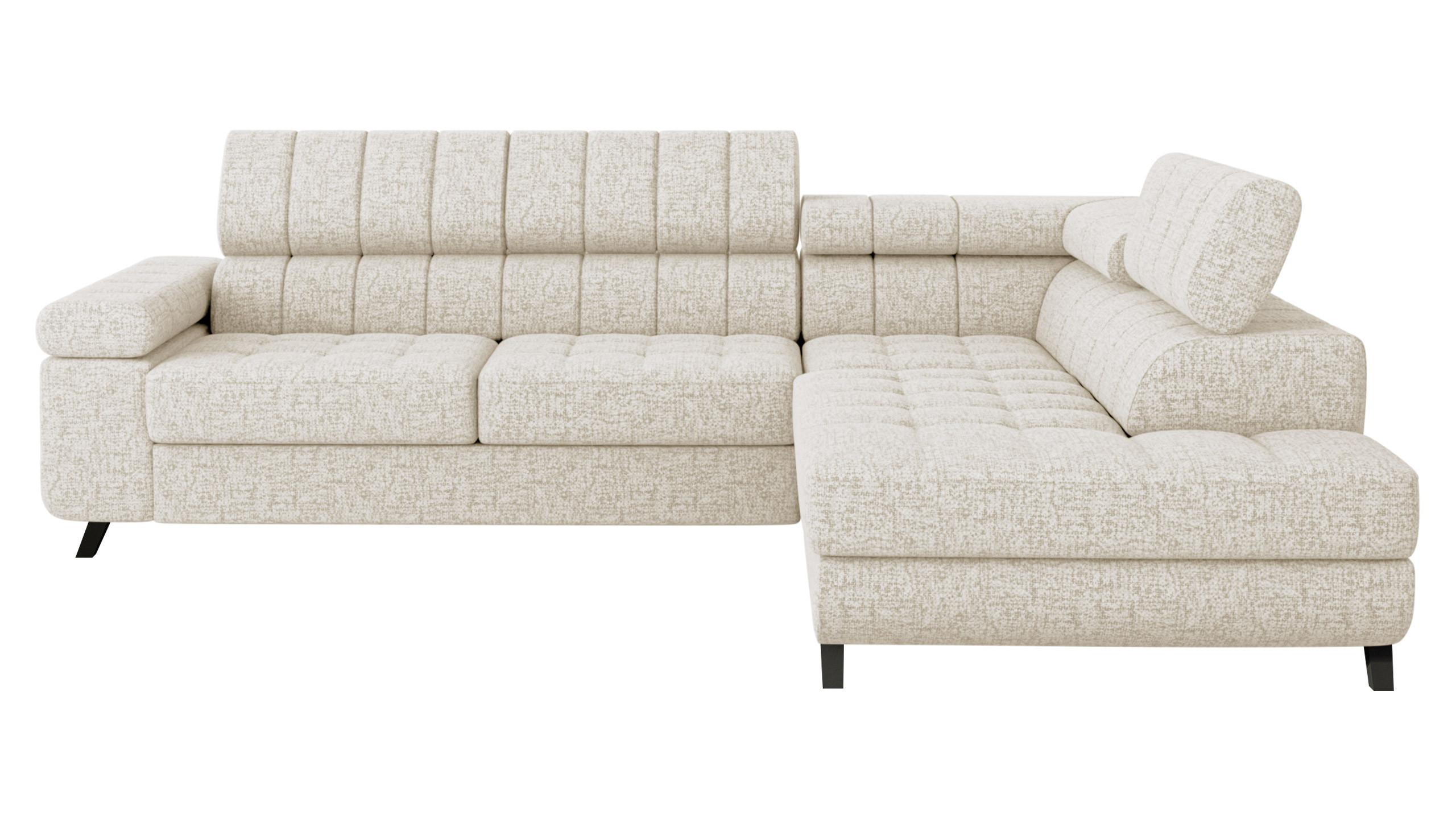 ECKSOFA Nord, Seite: Rechts - Creme/Schwarz, Holz/Textil (264/203cm) - MIRJAN24