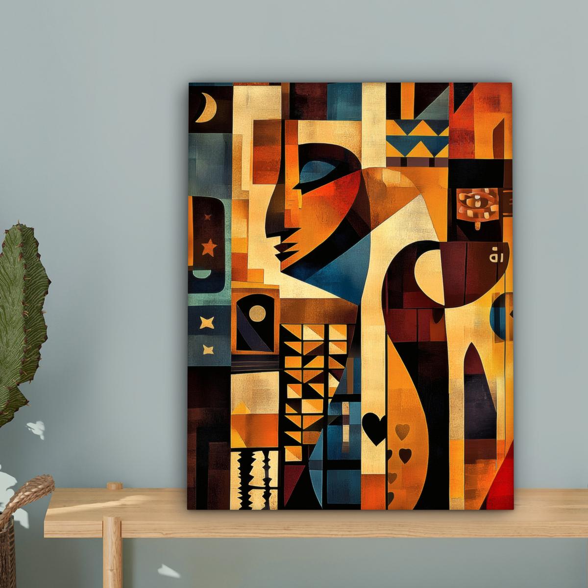 LEINWANDBILD Figuren - Abstrakt - Symbole Room Decor 30x40 cm - Terracotta, Textil (30/40cm) - MuchoWow