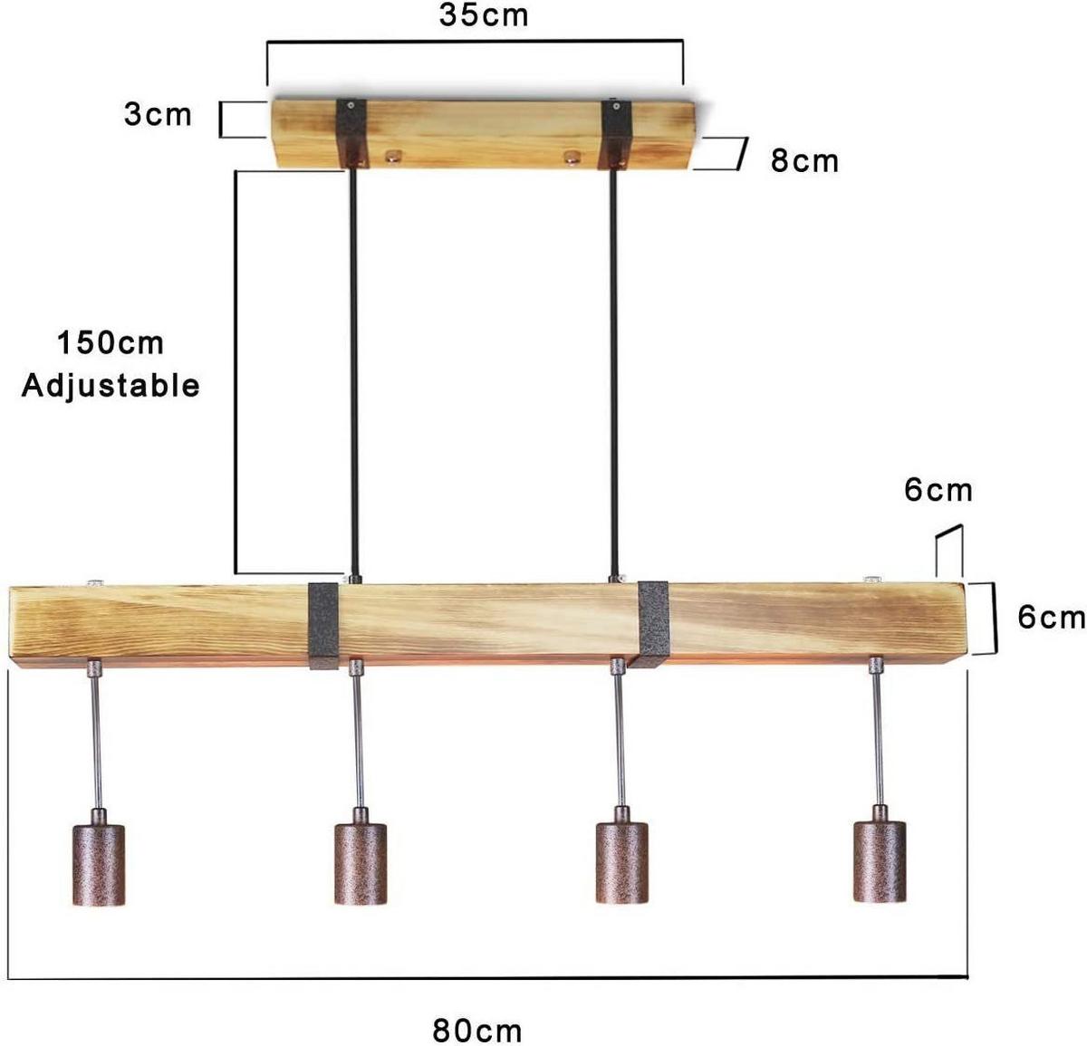 PENDELLEUCHTE Claudia 4-flammig 80/6/6 cm - Braun, Holzwerkstoff (80/6/6cm) - Nettlife