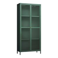 VITRINENSCHRANK Säkylä - Dunkelgrün, Glas/Metall (80/180/35cm) - [en.casa]
