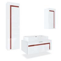 BADMÖBELSET Aloha Absetzungen in Bordeaux Hochglanz - Bordeaux, Holzwerkstoff (200/193/51cm) - Vladon