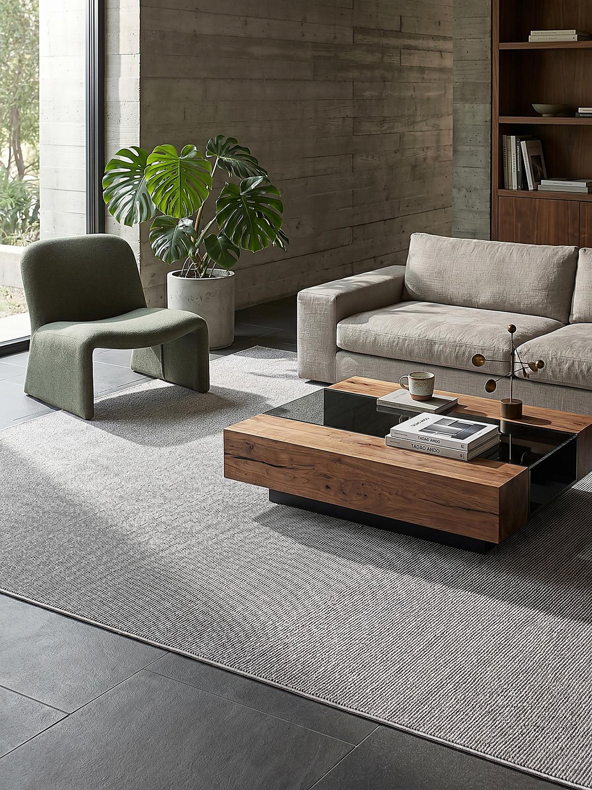 TEPPICH Niederflor Uni COLFOSCO Polypropylen Beige 133 x 133 cm - Grau, Textil (133/170cm) - KADIMA DESIGN