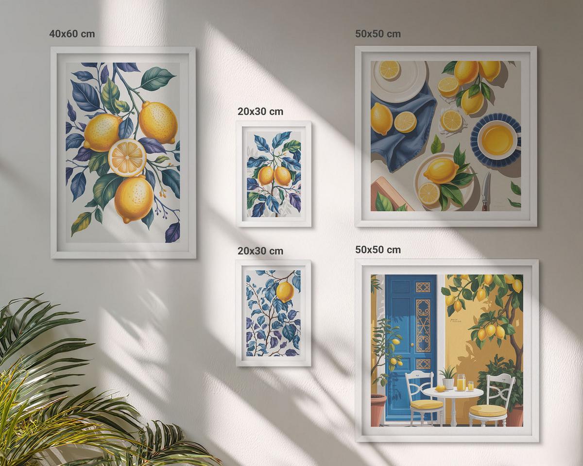 BILDER SET 5er Set - 50x50 cm & 20x30 cm & 40x60 cm Weißer Rahmen - Grüne Oliven, Eukalyptus - Weiß, Kunststoff (40/60cm) - TULUP