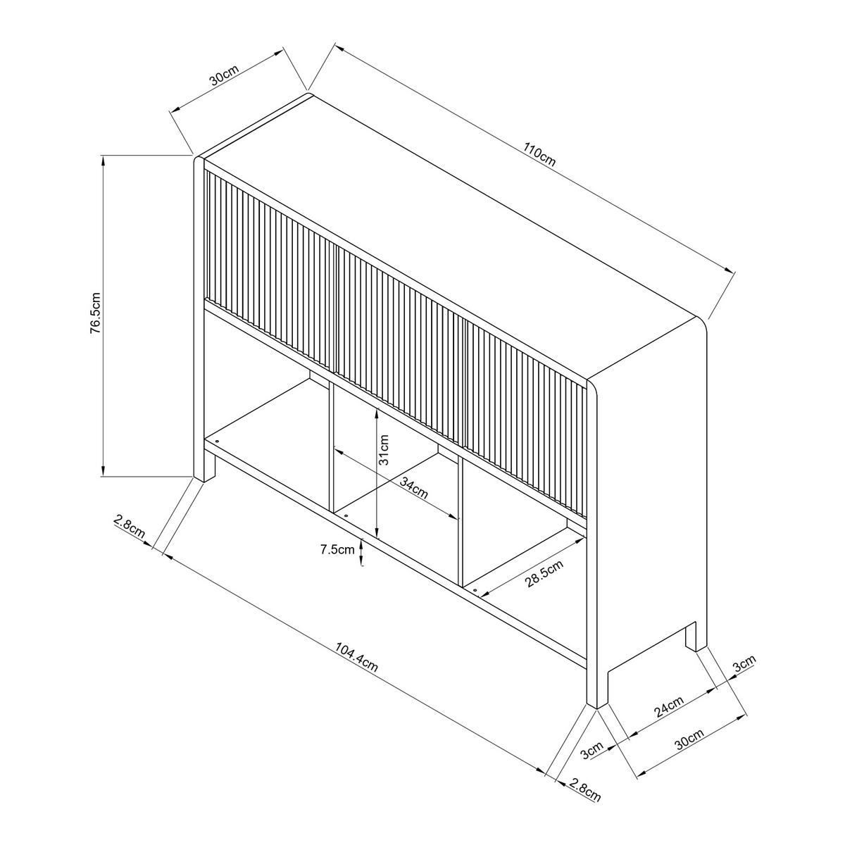 SIDEBOARD Lukkodso - Walnussfarben, Holzwerkstoff (110/76.5/30cm) - [en.casa]