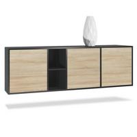 SIDEBOARD Cuba Türen in Eiche sägerau - Eiche San Remo, Holzwerkstoff (182/53/35cm) - Vladon