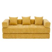 SCHLAFSOFA Modulares Chenille Block-Sofa DIY Kombinierbar mit Seitentaschen & Rutschfest - Dunkelgelb, Textil (198/60/79cm) - Urban Meuble