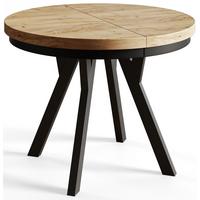 RUNDER Esstisch ausziehbar – Moderner Wohnzimmertisch und Küchentisch – Tisch mit Stabile Konstruktion, Durchmesser 90 cm - 190 cm - Farbe Craft - Schwarz/Braun, Holzwerkstoff (90/90/77cm) - Alpi-Möbel