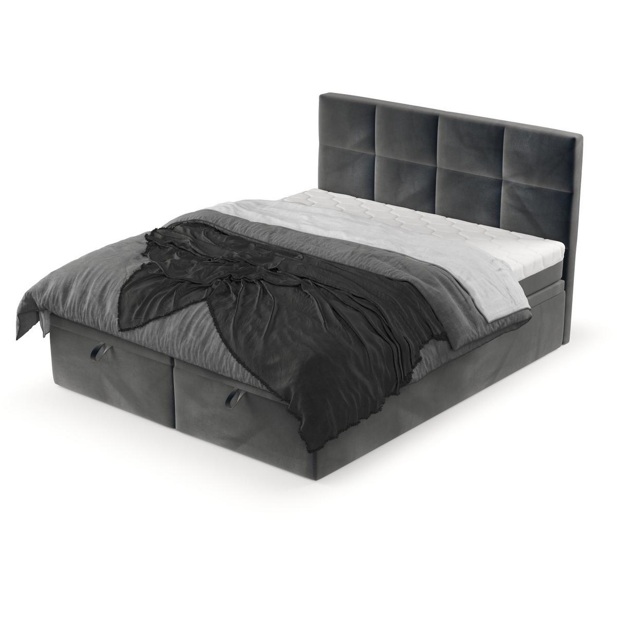 BOXBETT Tessa 160/200 cm Anthrazit im Paros Stoff - Anthrazit/Schwarz, Holz/Holzwerkstoff (160/200cm) - AltaBeds