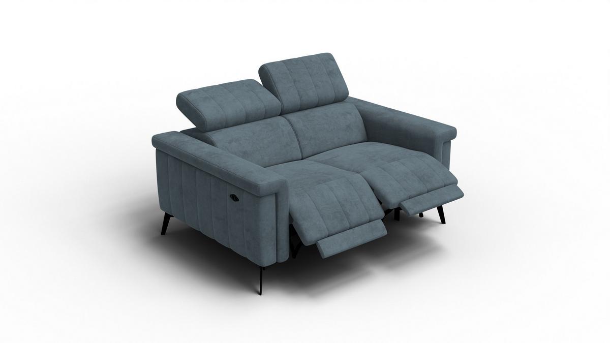 RELAXSOFA NORDEL 2-Sitzer, blaugrau - Blaugrau/Schwarz, Holz/Textil (150/80/105cm) - Wozimo