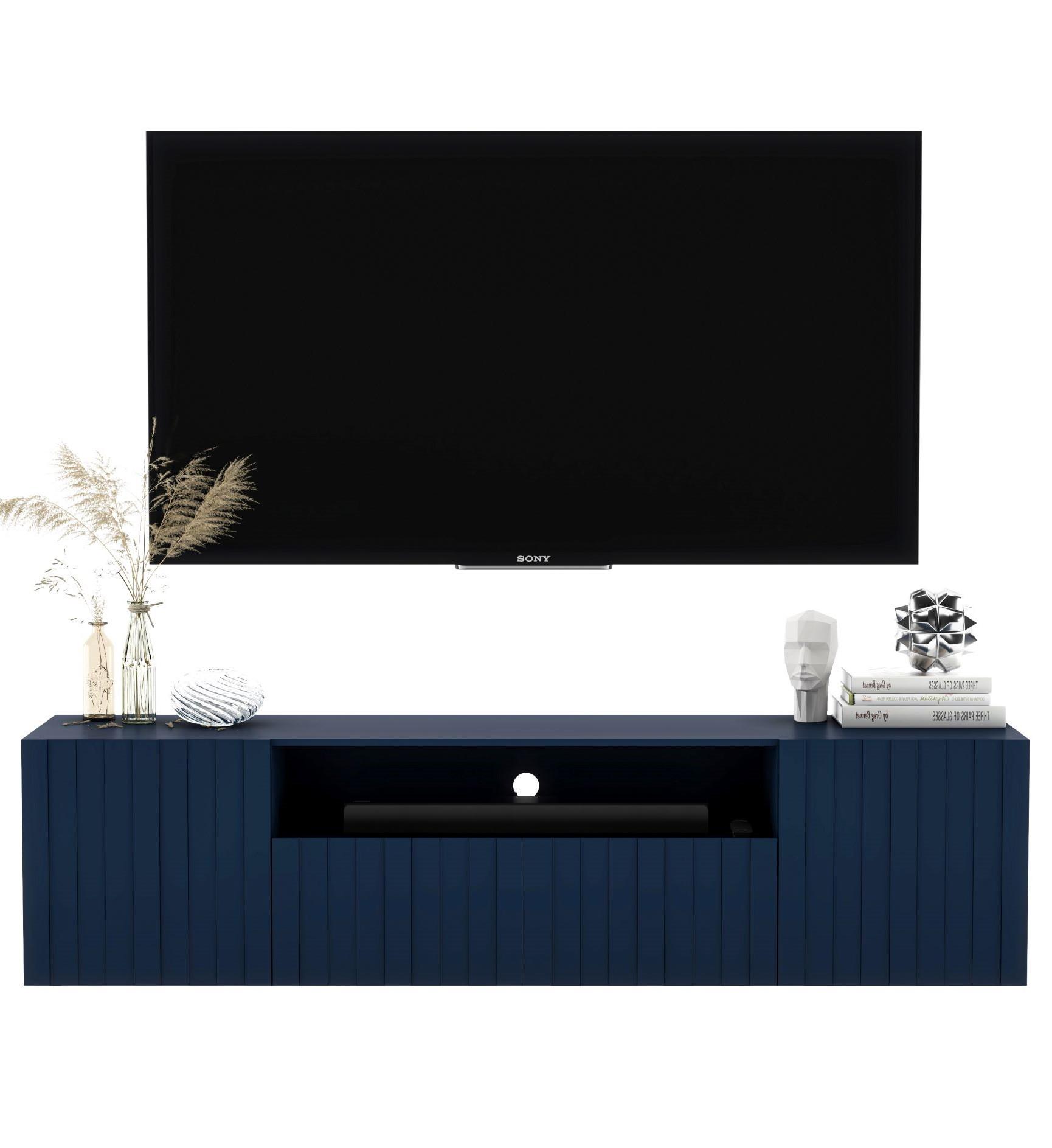 TV-SCHRANK Elpis2 Marineblau Matt Glamour 150 cm - Blau, Holzwerkstoff (150/37.5/36.5cm) - Meble Lindner