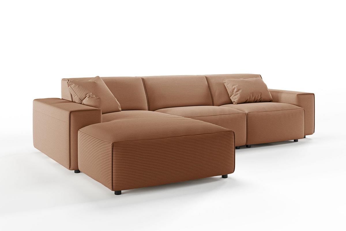 ECKSOFA RANI Braun Cord - Schwarz/Braun, Kunststoff/Textil (299/189cm) - KAWOLA
