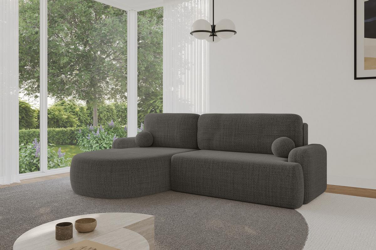 ECKSOFA mit Schlaffunktion und Bettkasten LIRA-L - 264x172x89 Grau - Grau, Holzwerkstoff/Textil (264/172cm) - ALTDECOR